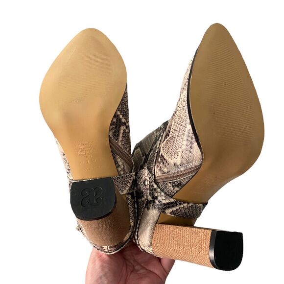 ANDREA 7 Ankle Booties Block Heel Western Python Snake Pointed Toe - Picture 10 of 12